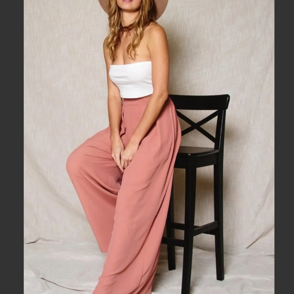 #043 🛑L CHIC & FABULOUS WIDE LEG SOLID PLEATED PANTS - Picture 5 of 8